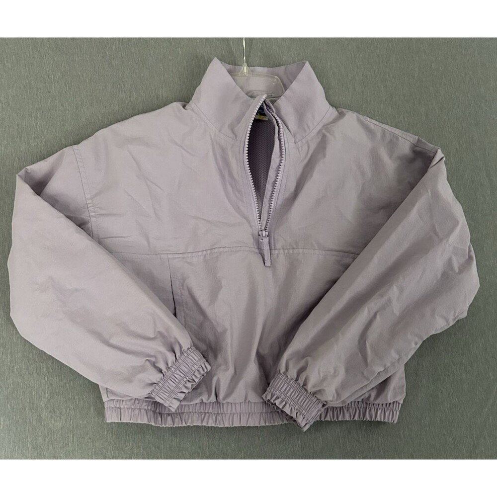 Cropped Jacket Girls 10-12 Purple 1/4 Zip Nylon Pullover Windbreaker Lightweight